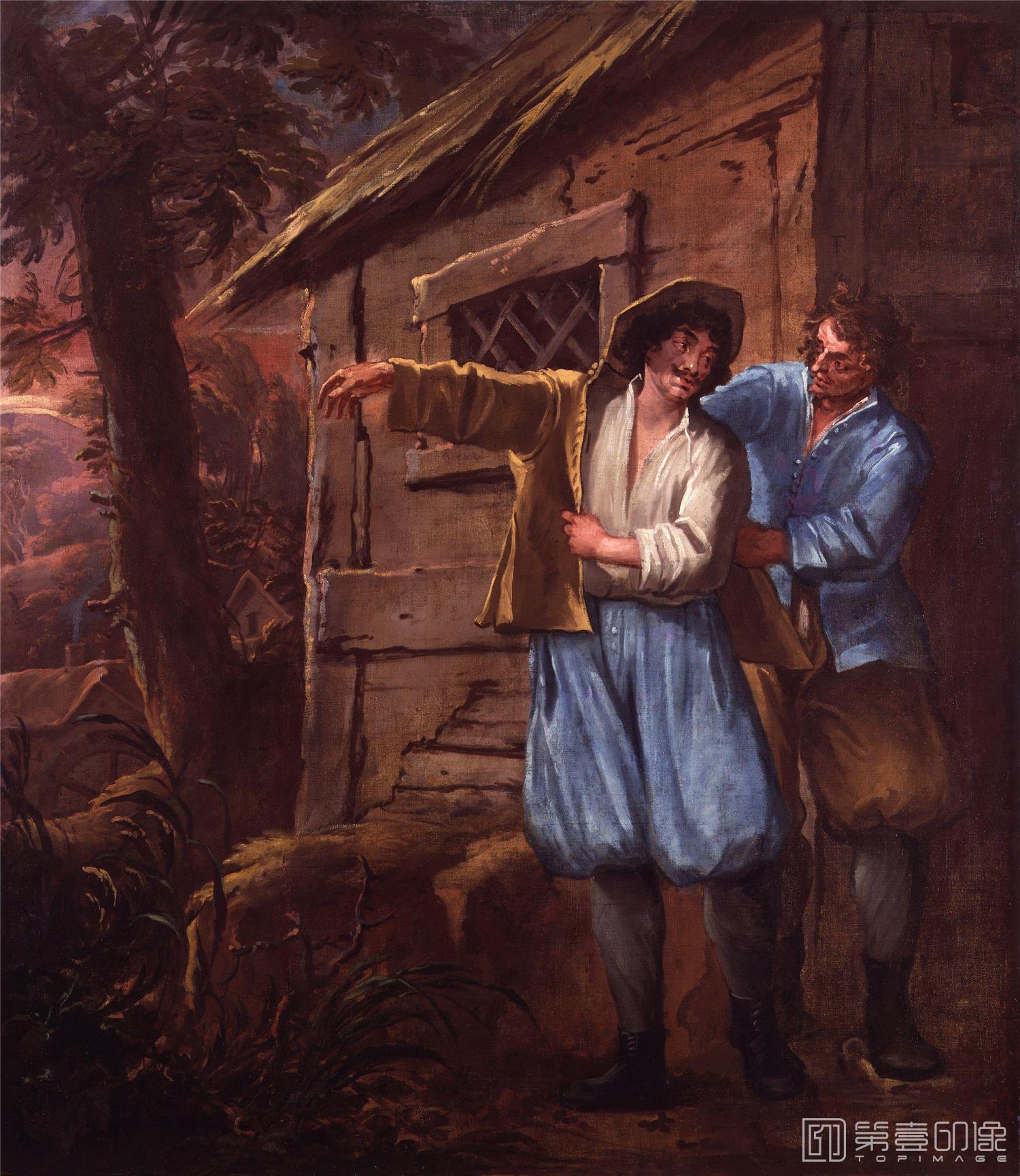 油画-国家肖像艺术博物馆-King Charles II at Whiteladies (King Charles II; Richard Penderel) by Isaac Fuller-0795